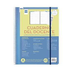 FINOCAM Agenda - cuaderno escolar del docente secundaria semana vista, curso lectivo, 46 semanas, perpetua, no fechada, tamaño A4, 230 x 310 mm, castellano