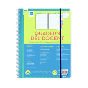 FINOCAM Agenda - cuaderno escolar del docente secundaria semana vista, curso lectivo, 46 semanas, perpetua, tamaño A4, 230 x 310 mm, català