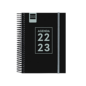FINOCAM Agenda escolar para secundaria día-página curso 2022-23 tamaño 8º negro, euskera