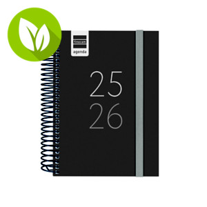 FINOCAM Agenda escolar para secundaria día-página curso 2025-26 tamaño 8º castellano, negro FINOCAM Agenda escolar para secundaria día-página curso 2025-26 tamaño 8º castellano, negro