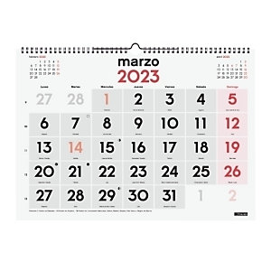 FINOCAM Calendario anual de pared 2023, mes vista, números grandes L, 430 x 310 mm, castellano