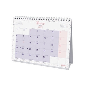 FINOCAM Chic S Calendario de sobremesa 2023, triangular, mes vista, para escribir S, 210 x 150 mm, morado, castellano