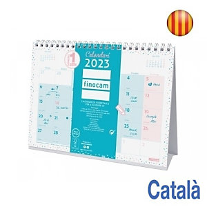 FINOCAM Chic S Calendario de sobremesa 2023, triangular, mes vista, para escribir S, 210 x 150 mm, turquesa, català