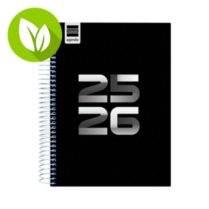 FINOCAM Cool Agenda escolar para secundaria día-página curso 2025-26 tamaño 4º castellano, negro FINOCAM Cool Agenda escolar para secundaria día-página curso 2025-26 tamaño 4º castellano, negro