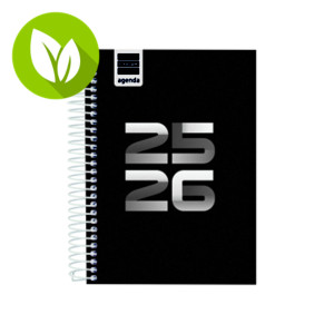 FINOCAM Cool Agenda escolar para secundaria día-página curso 2025-26 tamaño 8º castellano, negro FINOCAM Cool Agenda escolar para secundaria día-página curso 2025-26 tamaño 8º castellano, negro