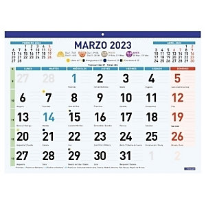 FINOCAM F94 Calendario faldilla anual 2023, mes vista, números grandes, 430 x 310 mm, castellano
