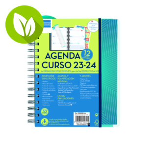 FINOCAM Magistral Agenda escolar personalizable del Docente Semana-vista Horizontal curso 2023-24 tamaño 4º, castellano, azul