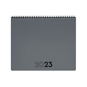 FINOCAM Planificador Agenda anual 2023, Planning con espiral, mes vista, castellano, 250 x 200 mm + Notas, color gris, Internacional