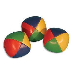 FIRST LOISIRS Lot de 12 Balles à grains de jonglage + explications, en cuir PU cousu, diamètre 6 cm