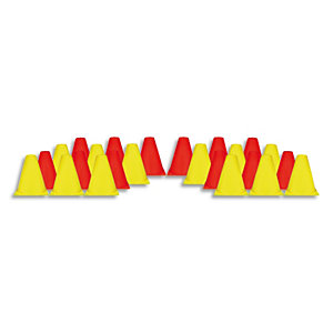 FIRST LOISIRS Lot de 24 cônes balise en plastique, hauteur 15 cm, Jaune et Rouge