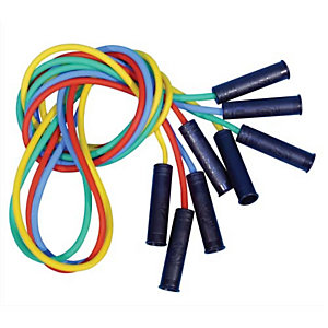 FIRST LOISIRS Lot de 4 cordes à sauter en plastique avec poignées, coloris assortis, longueur 225 cm