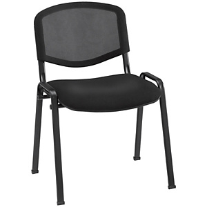 First Tex Silla apilable, malla y tela, estructura metálica, negro First Tex Silla apilable, malla y tela, estructura metálica, negro