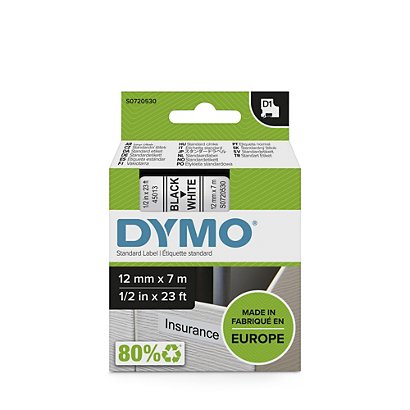 Fitas adesivas DYMO D1 brancas com 12mm de largura - 1