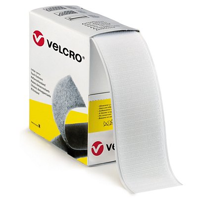 Fixation adhésive VELCRO pour charges légères en boîte distributrice ruban blanc 3 mm - 1