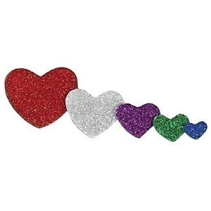 Fixo Kids Goma Eva adhesiva con purpurina, corazones, pack de 59 figuras Fixo Kids Goma Eva adhesiva con purpurina, corazones, pack de 59 figuras