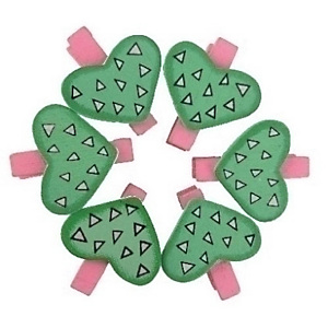 Fixo Kids Pinzas, madera, corazones, verde, pack de 6 Fixo Kids Pinzas, madera, corazones, verde, pack de 6