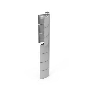 Flap rígido para electrificación vertical de escritorios simples, dobles y multipuesto. Color aluminio.