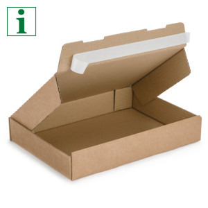 Flat brown postal boxes with an adhesive strip
