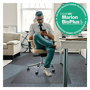 Floortex Cleartex® Marlon BioPlus Alfombrilla protectora para sillas, para alfombras de grosor medio, rectangular, 75 x 118,5 cm, transparente Floortex Cleartex® Marlon BioPlus Alfombrilla protectora para sillas, para alfombras de grosor medio, rectangular, 75 x 118,5 cm, transparente