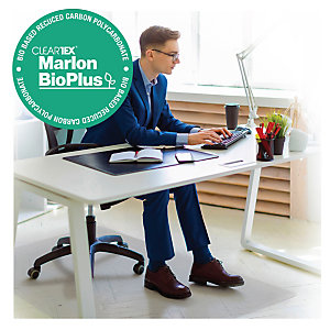 Floortex Cleartex® Marlon BioPlus Alfombrilla protectora para sillas, para suelos duros, rectangular, 115 x 134 cm, transparente