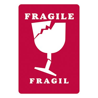 Fragile packaging labels, Fragile wine glass, 152x50mm, roll of 250 - 1