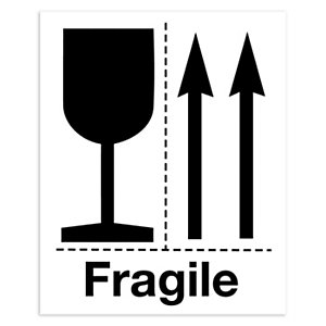 Fragile shipping carton and pallet labels