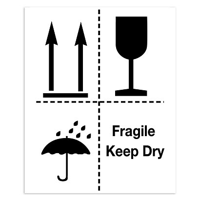 Fragile shipping labels, Fragile keep dry, 73x101mm, roll of 500 - 1