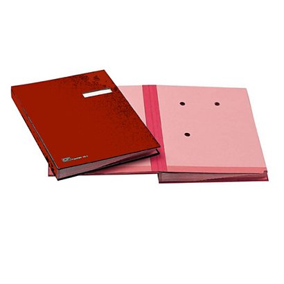 FRASCHINI Libro firma - 18 intercalari - con porta etichette - 24x34 cm - rosso - 1