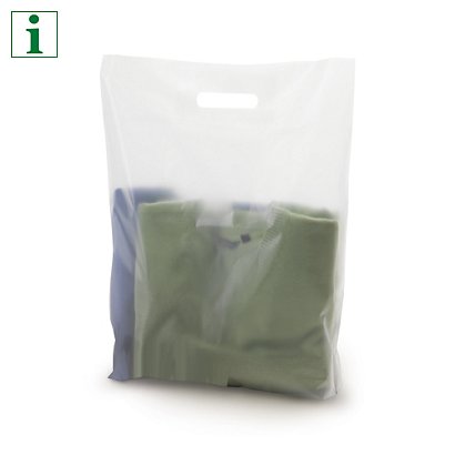 Frosted degradable plastic carrier bags, 560 x 450 x 100mm, pack of 100 - 1