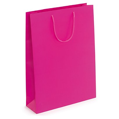 Fuchsia matt laminated custom printed bags -  180x220x65mm - 2 colours, 1 side