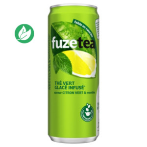 Fuze Tea Boisson au thé vert glacé saveur menthe citron vert - lot de 24 canettes slim de 33 cl Fuze Tea Boisson au thé vert glacé saveur menthe citron vert - lot de 24 canettes slim de 33 cl