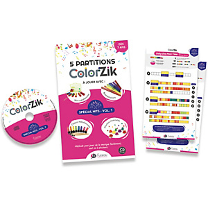 FUZEAU Livret CD colorzik spécial hits à partir de 7 ans, 5 partitions colorées recto / verso