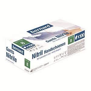Gants en nitrile bleu non poudré Bernard, taille 8, boîte de 100 Gants en nitrile bleu non poudré Bernard, taille 8, boîte de 100