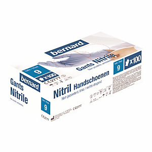 Gants en nitrile bleu non poudré Bernard, taille 9, boîte de 100 Gants en nitrile bleu non poudré Bernard, taille 9, boîte de 100