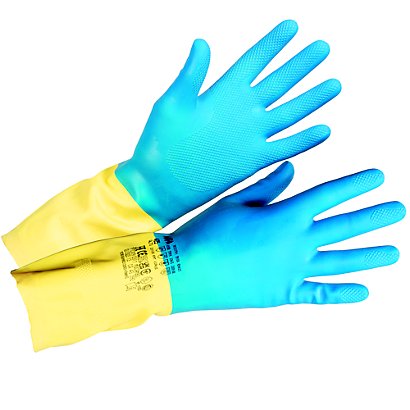 Gants protection chimique Mapa Alto 405 Activated bleu/jaune taille 6, lot de 10 paires - 1