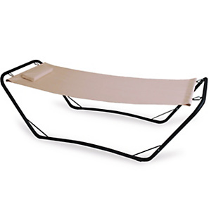 GARDEN Amaca da terra Java, 210 x 80 x 65 cm, Struttura in acciaio tubolare Nero, Telo PVC Beige GARDEN Amaca da terra Java, 210 x 80 x 65 cm, Struttura in acciaio tubolare Nero, Telo PVC Beige