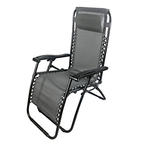 GARDEN Sedia sdraio Siesta, 65 x 90 x 110 cm, Struttura in acciaio Nero, Tessuto Textilene Grigio GARDEN Sedia sdraio Siesta, 65 x 90 x 110 cm, Struttura in acciaio Nero, Tessuto Textilene Grigio