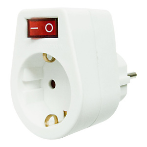 Garza Adaptador frontal con interruptor y toma de tierra, blanco