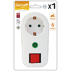 Garza Adaptador frontal con interruptor y toma de tierra, blanco Garza Adaptador frontal con interruptor y toma de tierra, blanco