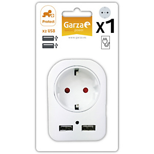Garza Adaptador frontal sin interruptor, 2 USB, blanco Garza Adaptador frontal sin interruptor, 2 USB, blanco