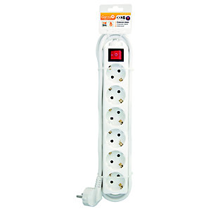 Garza Basic Power Regleta con interruptor, 6 tomas, 3 m, blanco