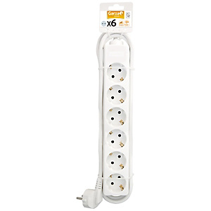 Garza Basic Power Regleta sin interruptor, 6 tomas, 1,4 m, blanco