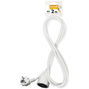Garza Cable alargador de corriente, 2 m, blanco