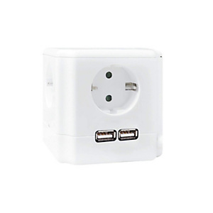 Garza Cubo alargador con interruptor, 4 tomas, 2 USB, 1,4 m, blanco Garza Cubo alargador con interruptor, 4 tomas, 2 USB, 1,4 m, blanco