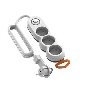 Garza Home Design Regleta con interruptor y enchufe plano, 3 tomas, 1,5 m, blanco Garza Home Design Regleta con interruptor y enchufe plano, 3 tomas, 1,5 m, blanco