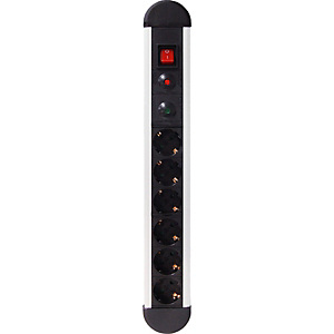 Garza Homer Power Regleta con interruptor, 6 tomas, 1,4 m, negro y aluminio Garza Homer Power Regleta con interruptor, 6 tomas, 1,4 m, negro y aluminio