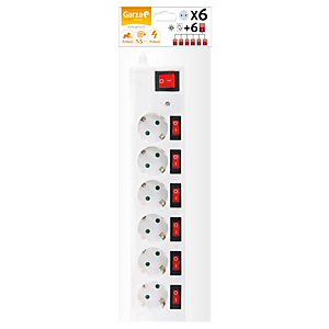 Garza Office Power Regleta con interruptores independientes, 6 tomas, 1,5 m, blanco Garza Office Power Regleta con interruptores independientes, 6 tomas, 1,5 m, blanco