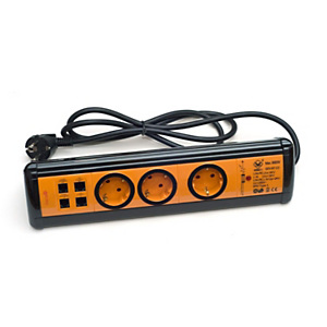 Garza Office Power Regleta múltiple con interruptor, 3 tomas, USB/RJ11/RJ45, 1,4 m, naranja y negro Garza Office Power Regleta múltiple con interruptor, 3 tomas, USB/RJ11/RJ45, 1,4 m, naranja y negro