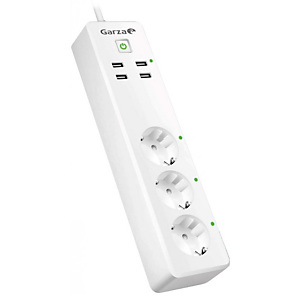 Garza SmartHome Regleta wifi con interruptor, 3 tomas, 4 USB, 1,8 m, blanco Garza SmartHome Regleta wifi con interruptor, 3 tomas, 4 USB, 1,8 m, blanco