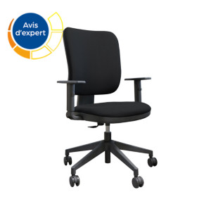 Siège de bureau Eros - Assise et dossier en tissu rembourré avec accoudoirs - Noir Siège de bureau Eros - Assise et dossier en tissu rembourré avec accoudoirs - Noir